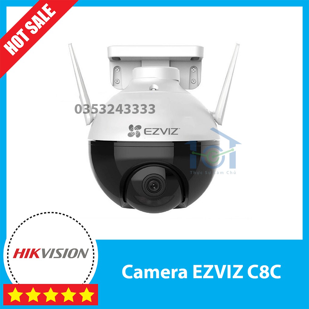 Camera quay quét ngoài trời Ezviz C8c - Full HD 1080, màu ban đêm, chip AI nhận diện người và phương tiện, đàm thoại.