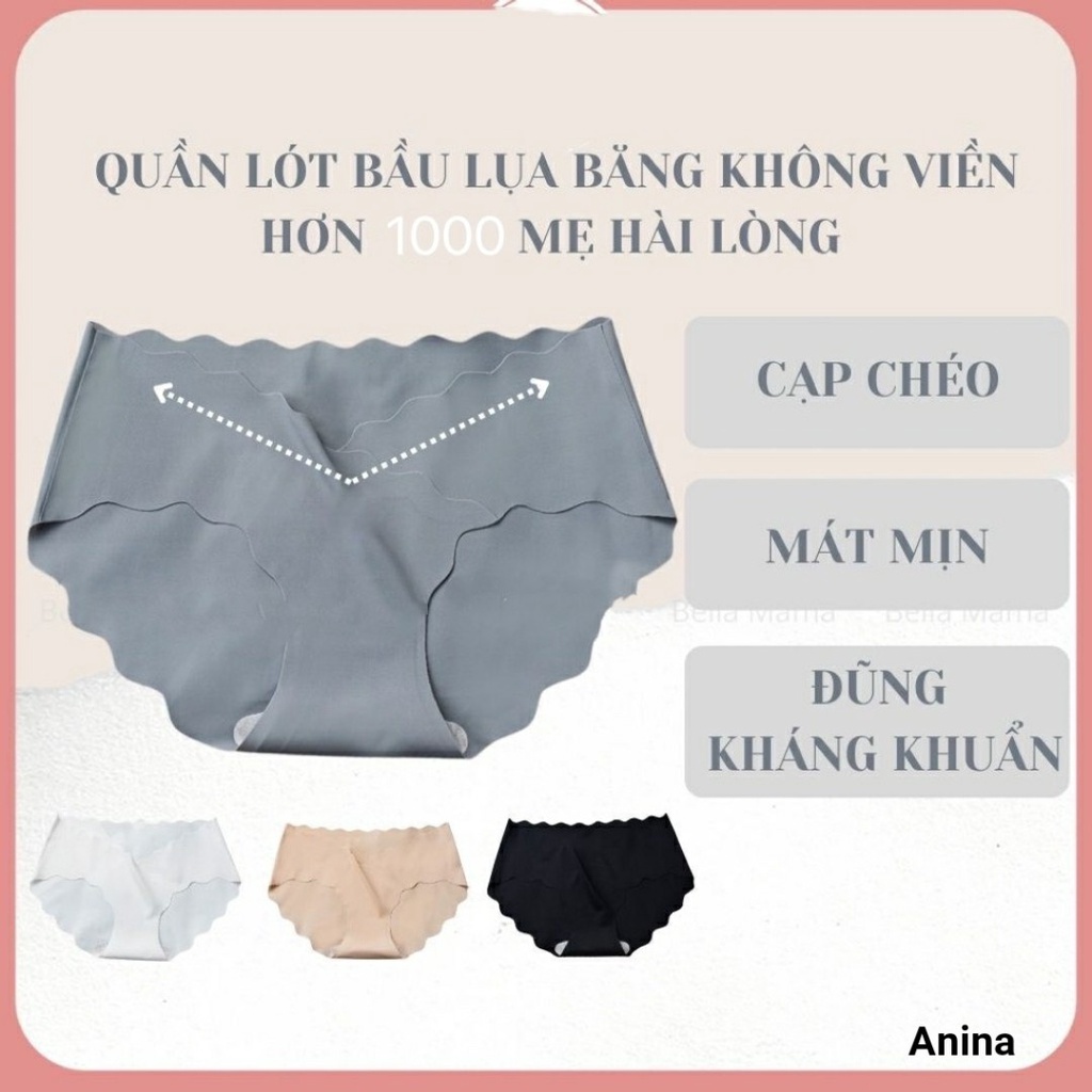Quần Lót Bầu Cạp chéo chất Lụa Băng mềm, mát lạnh nhẹ với thiết kế đáy quần kháng khuẩn cao cấp QL122
