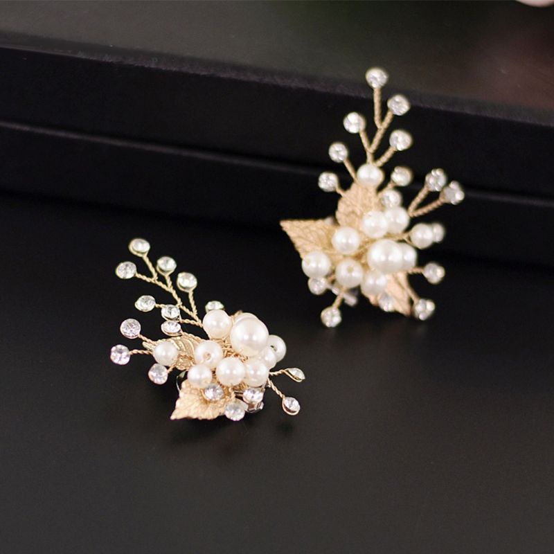 Giày Cao Gót Đế Xuồng Bằng Hợp Kim Họa Tiết Chiếc Lá Màu Vàng Sang Trọng Trang Trí Tiệc Cướ