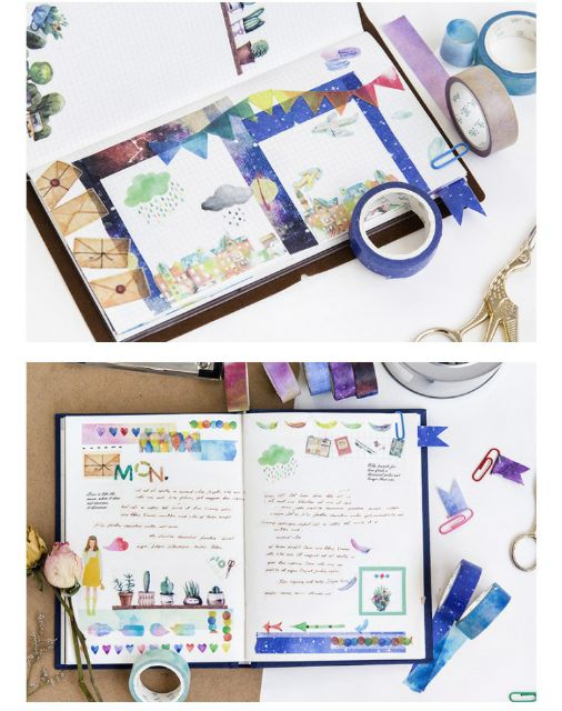 [mới] Băng dính trang trí Washi tape mẫu galaxy