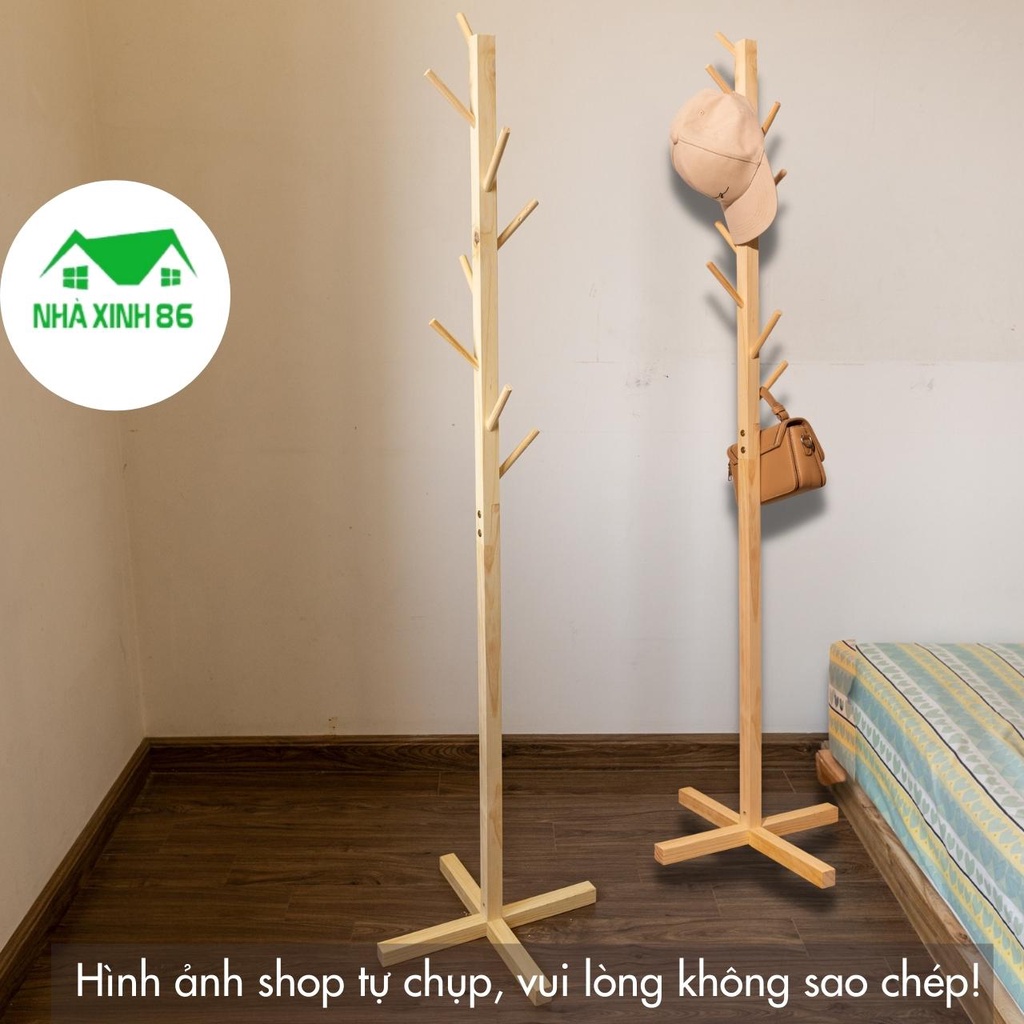 Cây treo quần áo gỗ thông cao cấp phong cách Hàn Quốc đã xử lý mối mọt cao 120cm, cây treo đồ gỗ decor