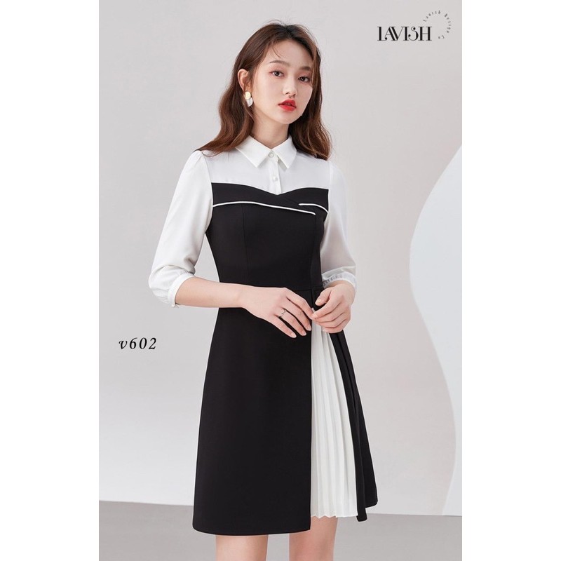 [Mã SKAMA06 giảm 8% tối đa 50K đơn 250K] VNU308 - VÁY ĐEN PHỐI CỔ TRẮNG CÚC BỌC DẬP LI | BigBuy360 - bigbuy360.vn