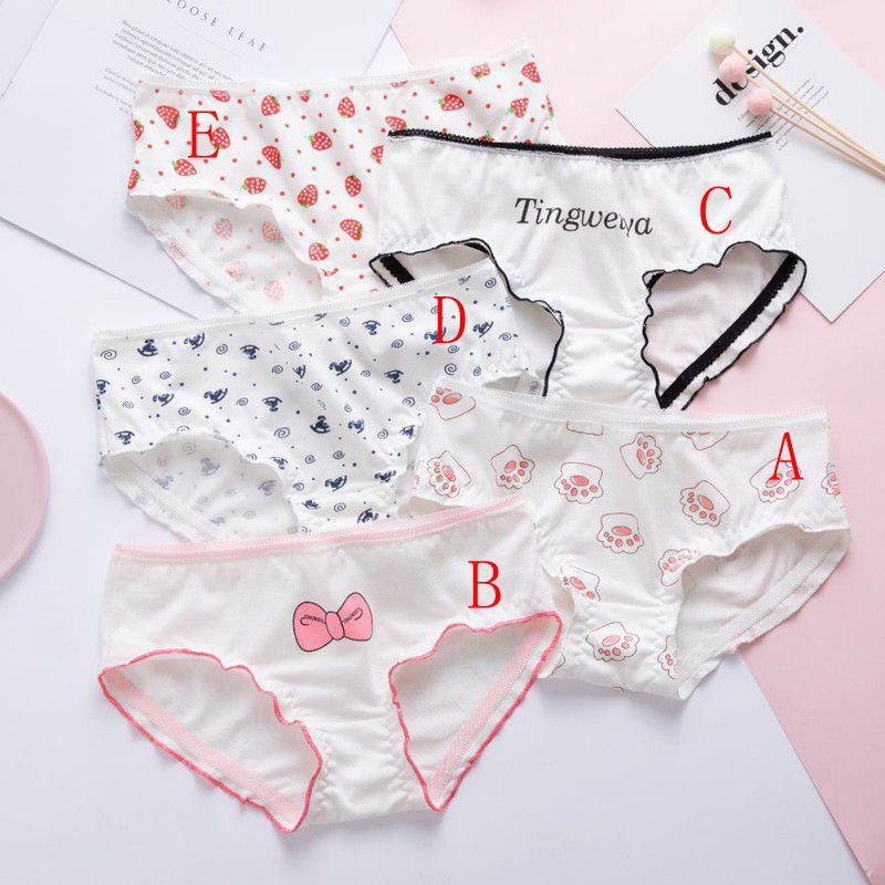 Quần Lót Cotton Không Đường May In Hình Hoạt Hình Dễ Thương Cho Nữ