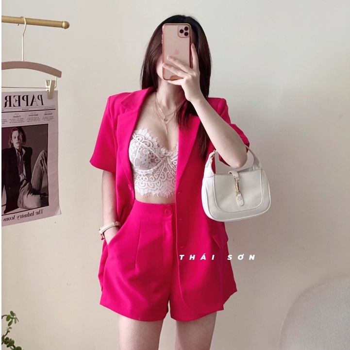 Set bộ vest nữ, Áo blazer nữ ngắn tay quần short nữ nhiều màu