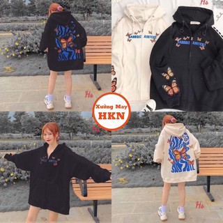 Áo Khoác Nỉ Hoodie Nữ In Hình Bướm 2 Mặt Mã 430 Xưởng May HKN