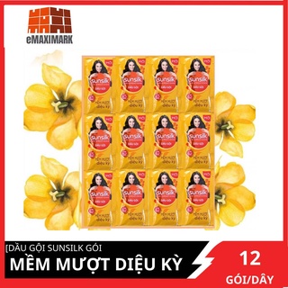 Dầu gội Sunsilk Mềm mượt diệu kỳ (Vàng) Dây 12 gói