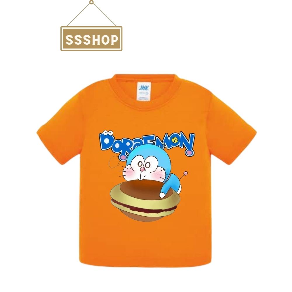 Áo thun trẻ em💖Áo cotton mát mịn họa tiết Doraemon siêu dễ thương cho bé trai và bé gái - SSSHOP 02