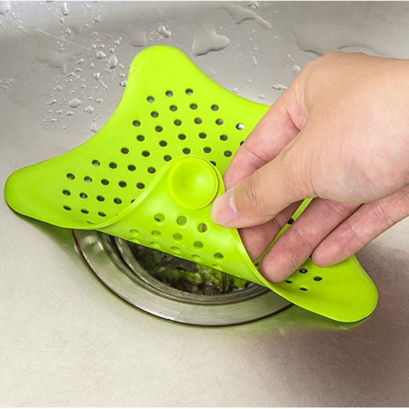 dụng cụ nhà bếp 3 Color Optional Five-pointed Star PVC Filter Kitchen Bath Sewer  Sink Waste Strainer Filter Drain Catcher Cover