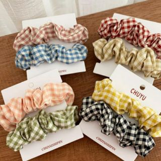 🌷CỘT TÓC SCRUNCHIE HỌA TIẾT CARO ĐỦ MÀU SIÊU CUTE🌷