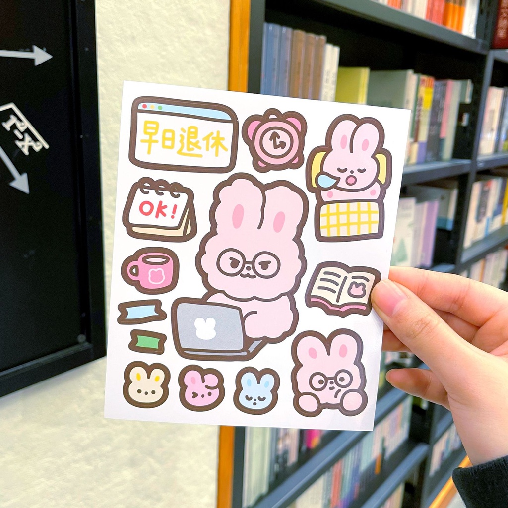 Bộ Sticker Đủ loại, Sticker hình dán dễ thương, Giấy dán trang trí Bình Giữ Nhiệt, Điện thoại Hàn Quốc RICKSTORE