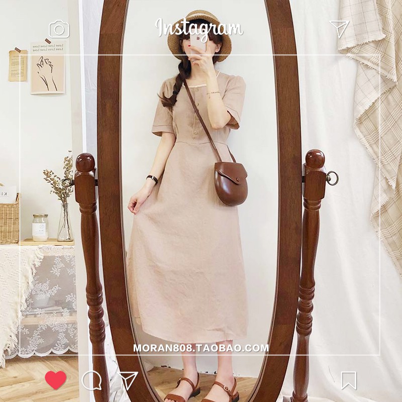 Váy MORAN dáng dài cổ vuông Vintage Hàn Quốc (ORDER) | BigBuy360 - bigbuy360.vn