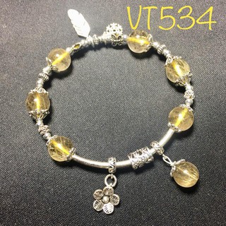 VÒNG TAY THẠCH ANH TÓC VÀNG MIX PHỤ KIỆN BẠC 92