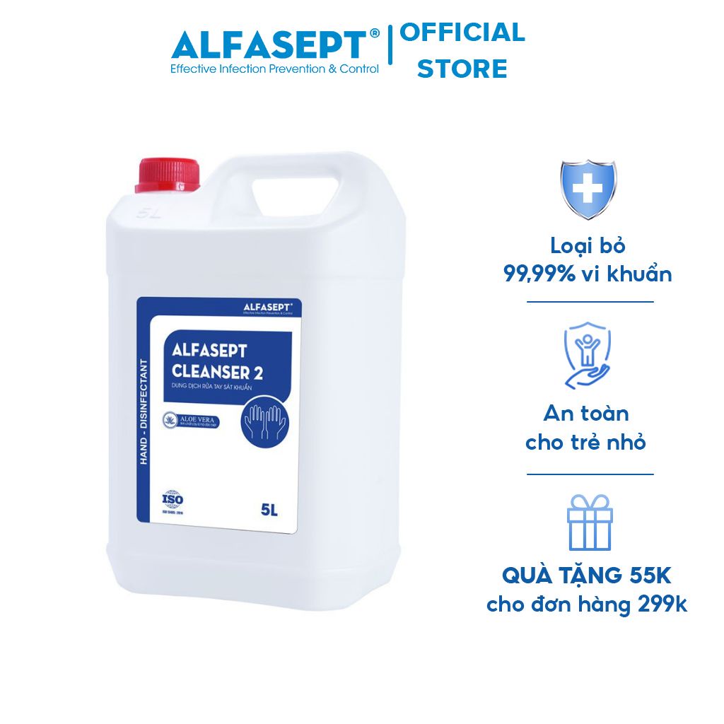 Xà Phòng Rửa Tay ALFASEPT Cleanser 2 Giúp Khử Khuẩn Nhanh Chóng Và Tăng Cường Khả Năng Giữ Ẩm Cho Da Can 5L