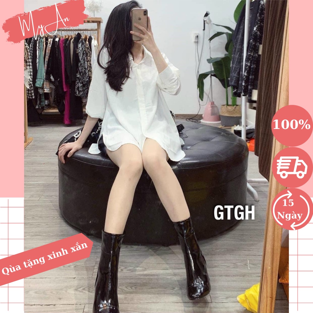 [Hàng Cao Cấp] Áo sơ mi trắng xẻ vạt bầu, form rộng, chất liệu cao cấp - MYAN Store CD090