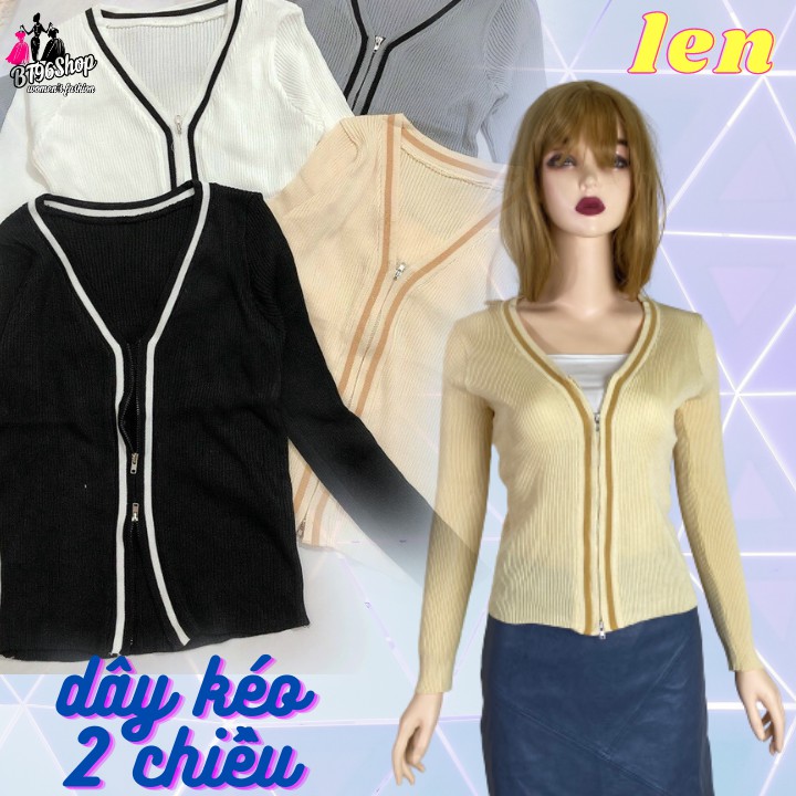 Áo Khoác Nữ Len Cao Cấp Phối Viền Nổi Bật Dây Kéo 2 Chiều Mẫu Mới Siêu Hot