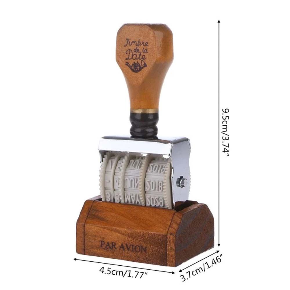 Con dấu lăn in ngày tháng năm nắp lật bằng gỗ nhiều màu dùng trang trí sổ tay DIY đa năng tiện dụng