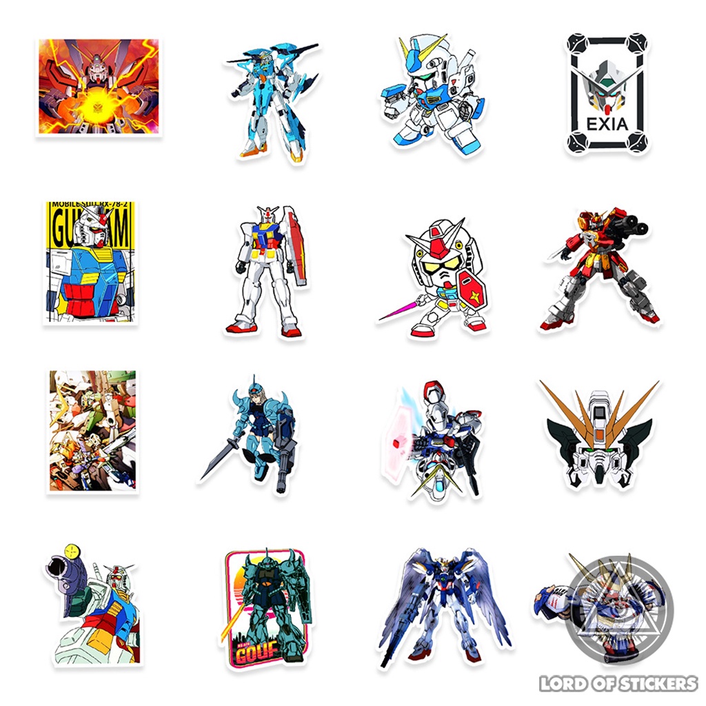 Set 50 Hình Dán Gundam Sticker Người Máy Robot Anime Chống Thấm Nước Trang Trí Mũ Bảo Hiểm, Laptop, Vali, Ván Trượt, Xe