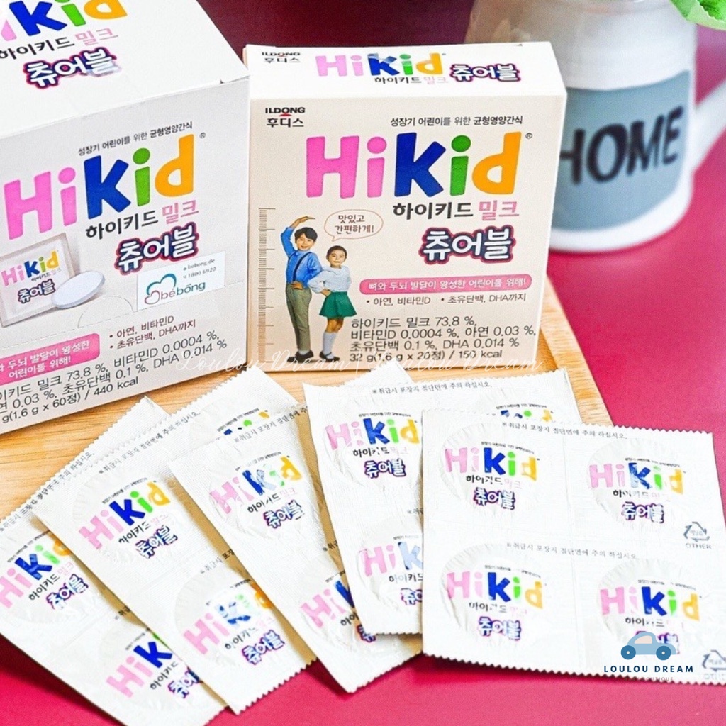 Sữa Tươi HIKID Dạng Kẹo Hàn Quốc (hộp 60 viên) cho bé