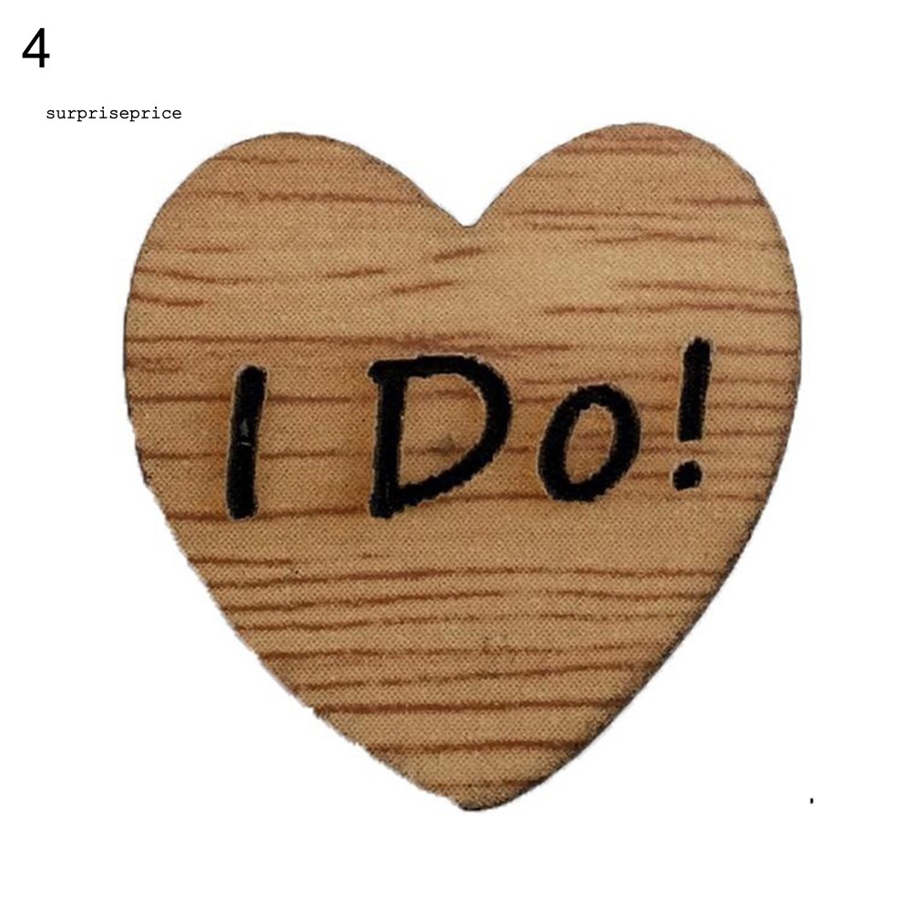 Set 50 Miếng Gỗ Hình Trái Tim In Chữ Love Trang Trí Tiệc Cưới