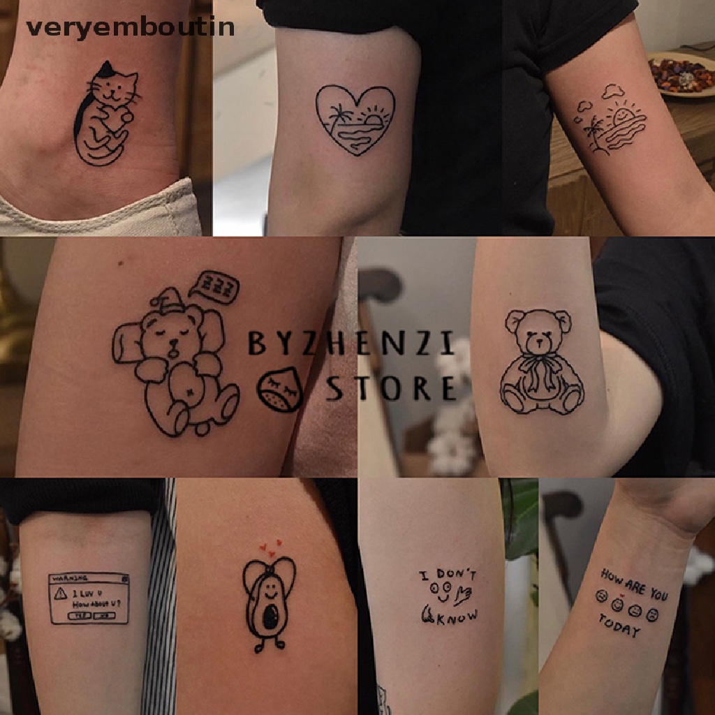 Set 45 Tấm Hình Xăm Tạm Thời Họa Tiết Dễ Thương