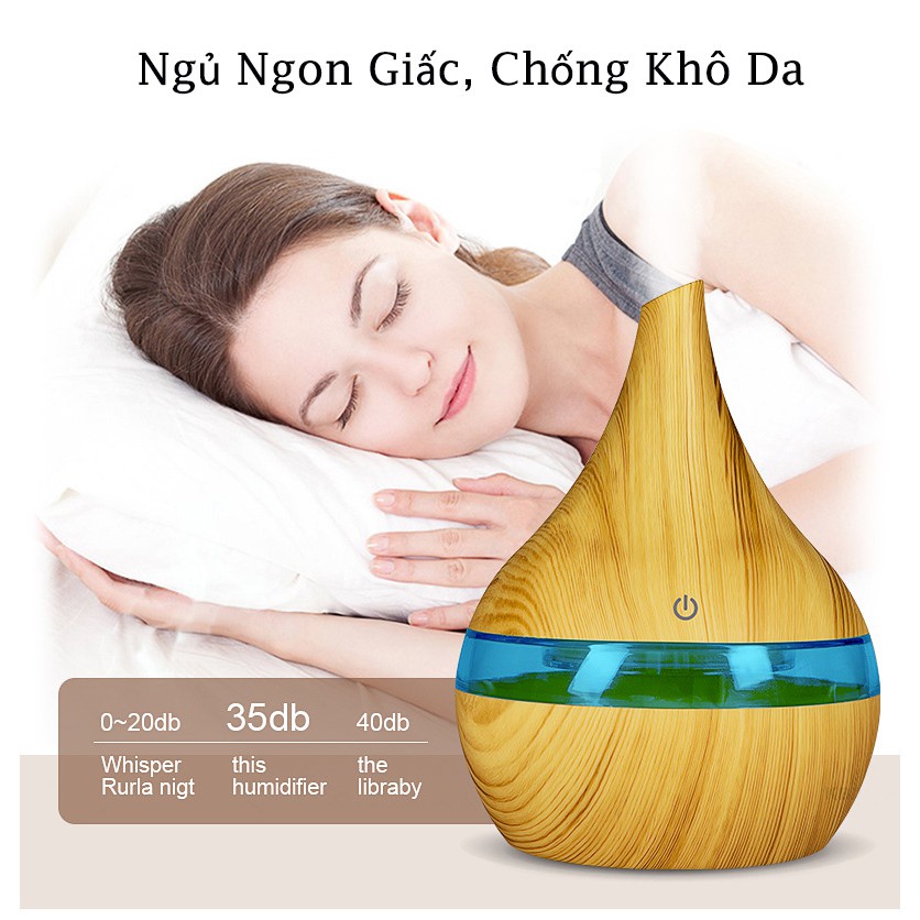 Máy Xông Tinh Dầu Vân Gỗ Sang Trọng, Phun Sương Tạo Ẩm Chống Khô Da, Khuếch Tán Tinh Dầu