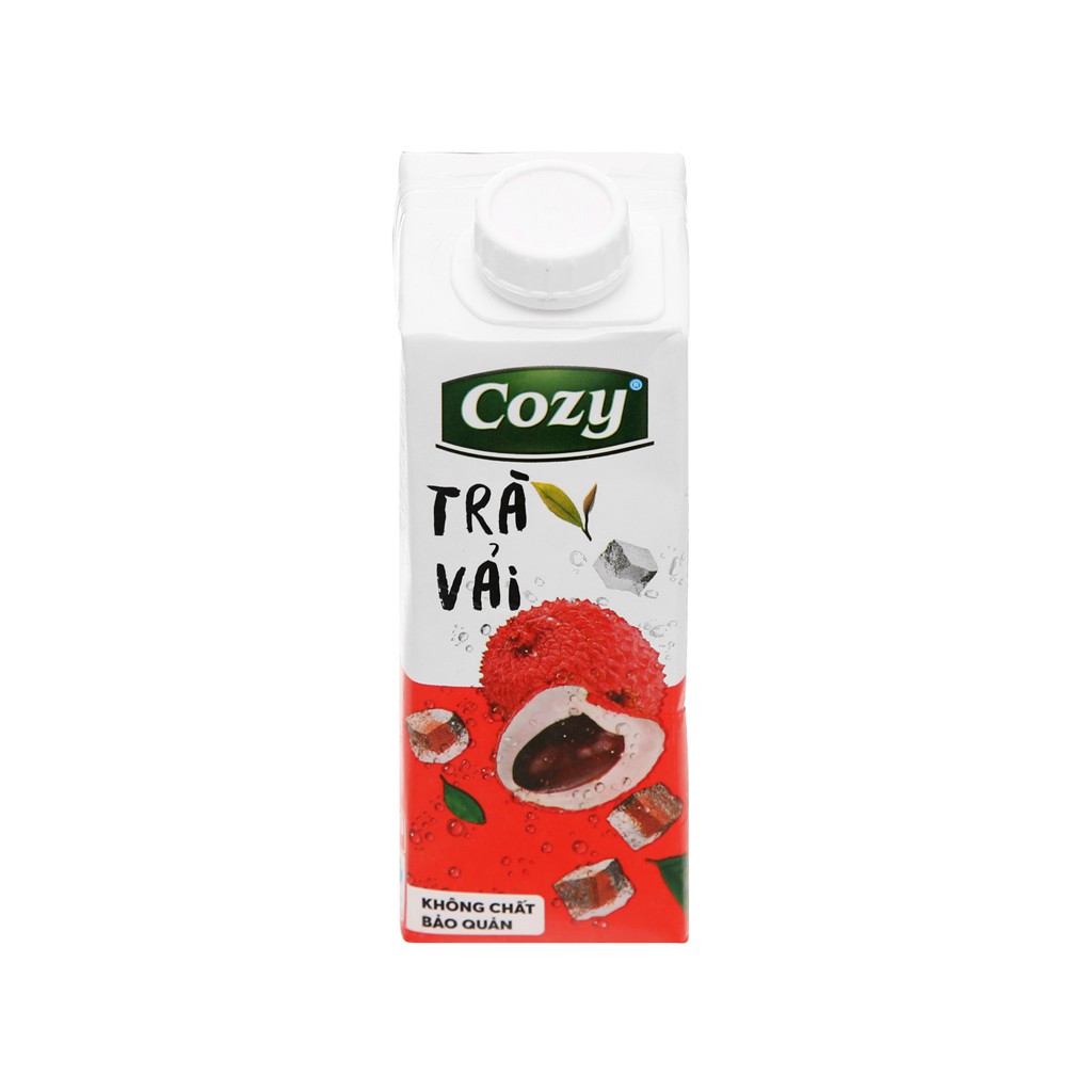 Thùng 24 hộp trà Cozy Hương Vải/ Đào Sả/ Tắc Mật Ong 225ml