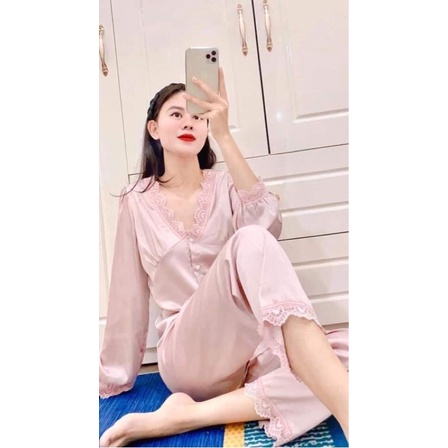Set Pijama Lụa Dài Tay Tiểu Thư - Bộ Mặc Nhà Sang Chảnh Nhẹ Nhàng- Lụa Quảng Châu Cao Cấp CA002 | BigBuy360 - bigbuy360.vn