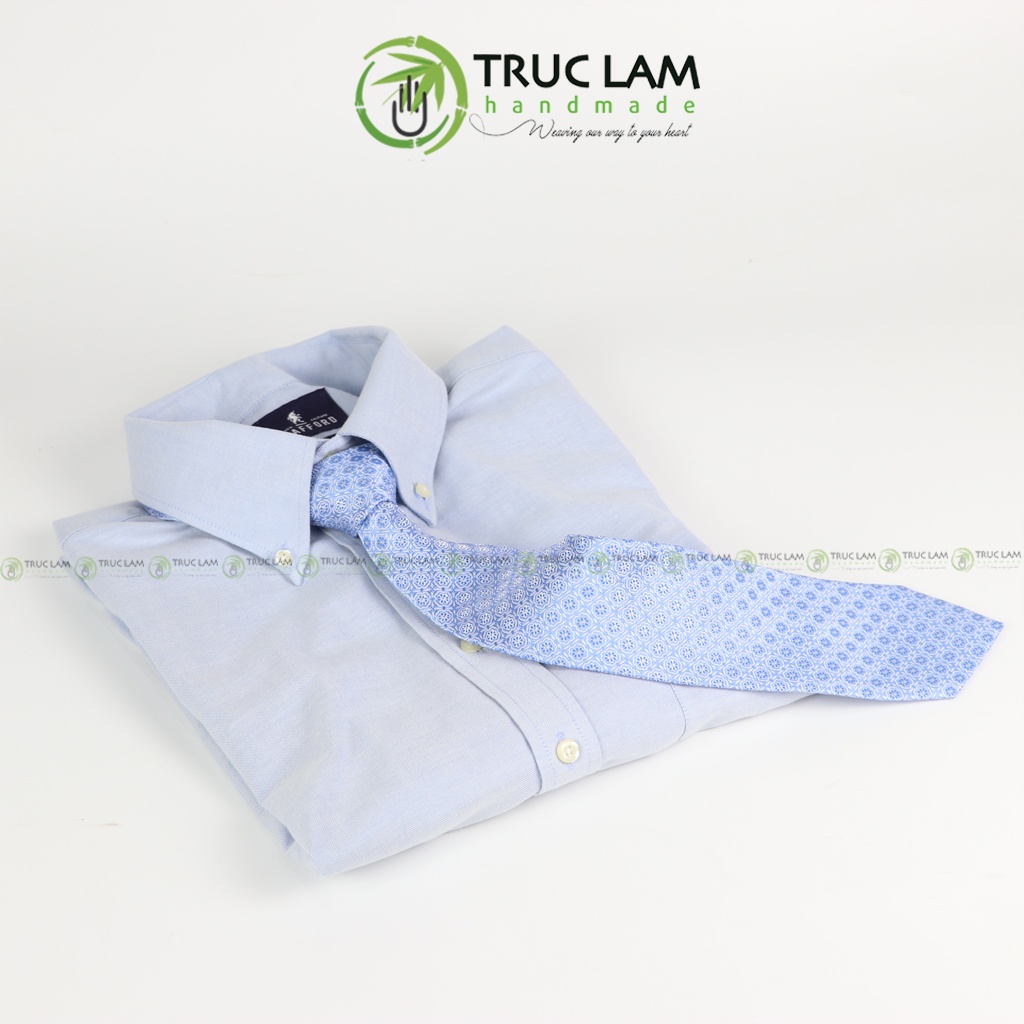 Cà Vạt Lụa 8cm Cho Nam Cao Cấp Họa Tiết Sang Trọng Hoa Vuông MS13 - Trúc Lâm Handmade