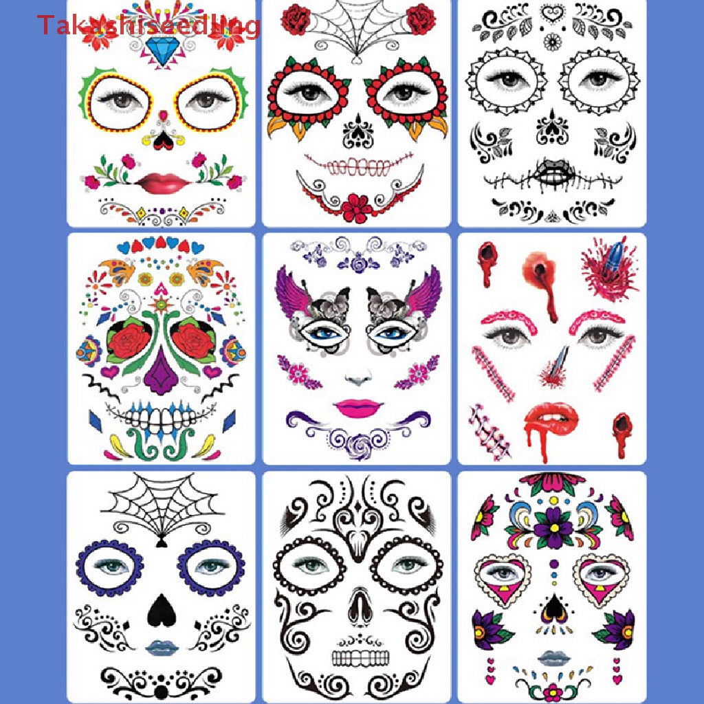 1 Tờ Hình Xăm Dán Mặt Và Cơ Thể Chủ Đề Halloween 2023