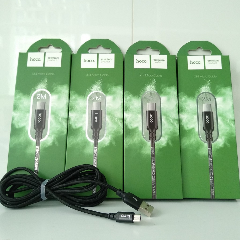 Cáp Sạc Micro USB Hoco X14 Cao Cấp Dây Dù Tốc Độ Sạc Nhanh 2.4A Dài 1m 2m Hàng Chính Hãng