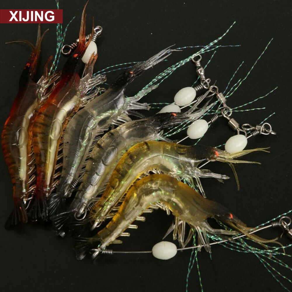 【COD】Set 6 Mồi Câu Cá Giả Hình Tôm Dạ Quang 9cm