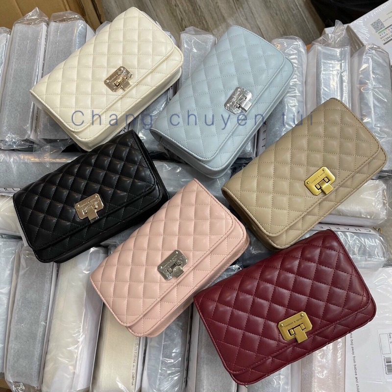 Túi nữ cnk Trần trám khoá gập da mềm Size 20