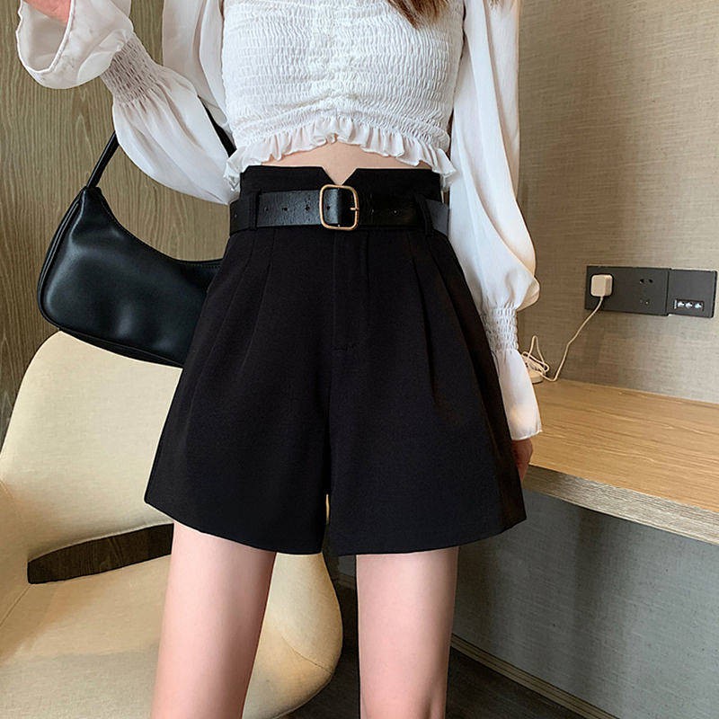  Coffee Color Shorts For Women 2021 Spring/Summer New Outdoor Fashionable Versatile Slimming High Waist Suit Temperament A- Line Wide Leg Pants Women's fashion show thin ins