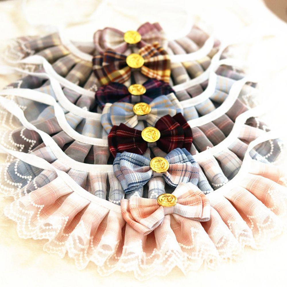 Yếm Đeo Cổ Đính Nơ Họa Tiết Sọc Caro Hồng Cho Thú Cưng