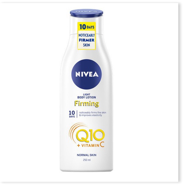 [Mã khuyến mãi] Dưỡng thể trắng da mờ thâm nám Nivea Light Body Lotion Firming Q10 + Vitamin C Bill Anh)