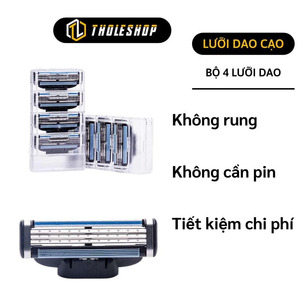 Bộ 4 Lưỡi Dao Cạo - Bộ Lưỡi Dao Cạo Râu 3 Lớp Cho Nam, Làm Sạch Nhanh Chóng 7375