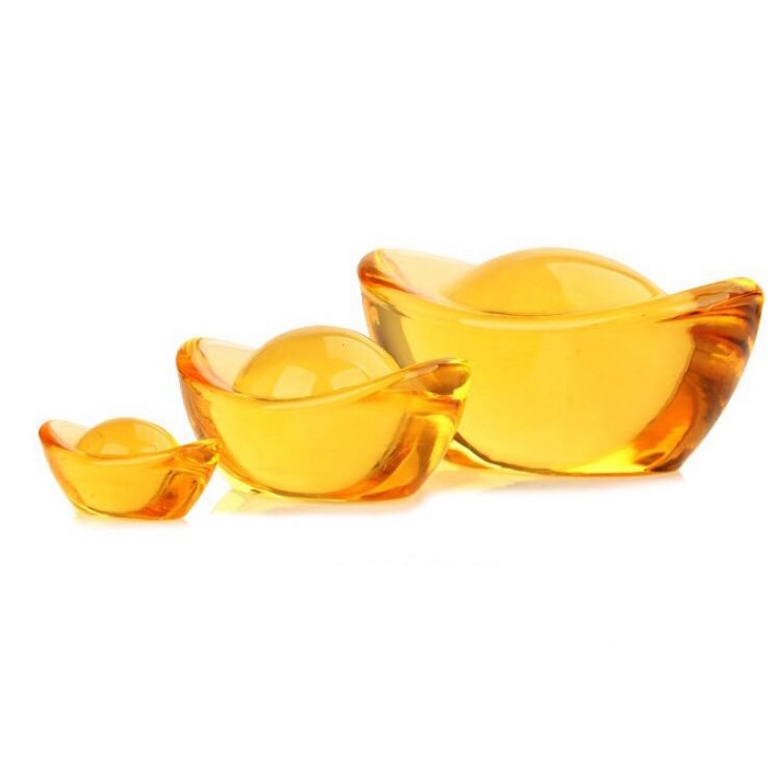 Thỏi vàng pha lê  phong thủy dài 8cm, tài lộc như ý & hóa giải vận xui