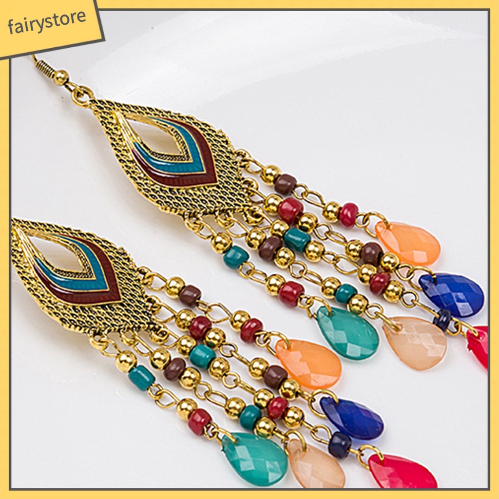 1 Đôi Bông Tai Dáng Dài Xỏ Hạt Phong Cách Trung Hoa Cổ Điển