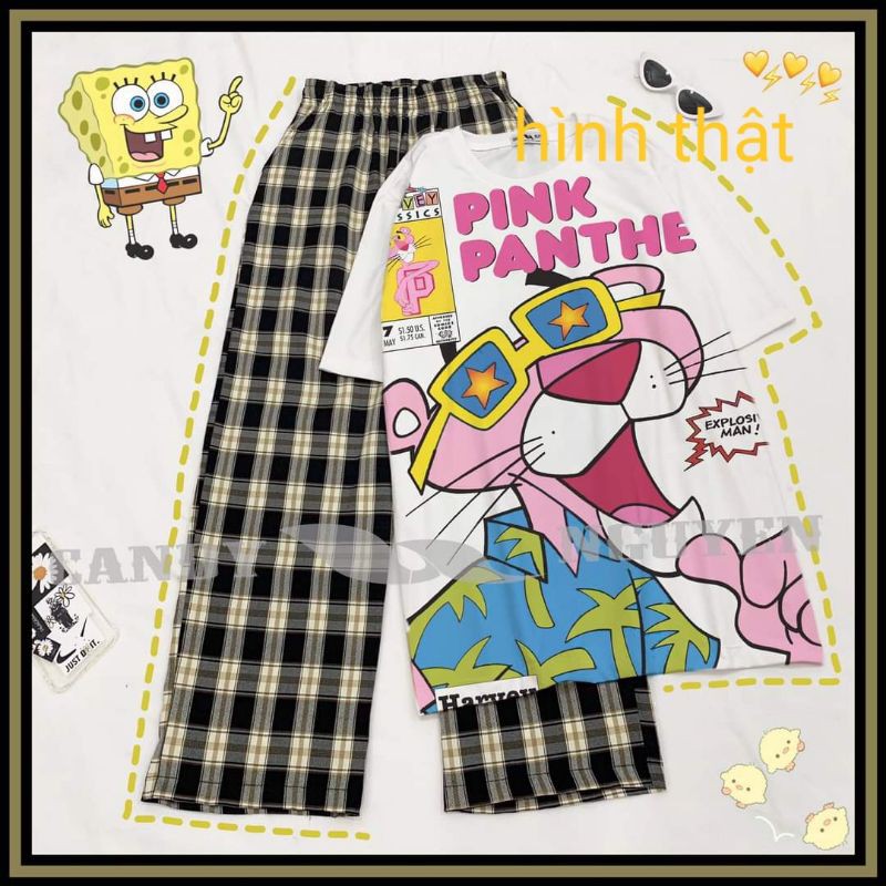 Quần Kẻ Sọc Caro dáng suông ống rộng Phong Cách Hàn Quốc | BigBuy360 - bigbuy360.vn