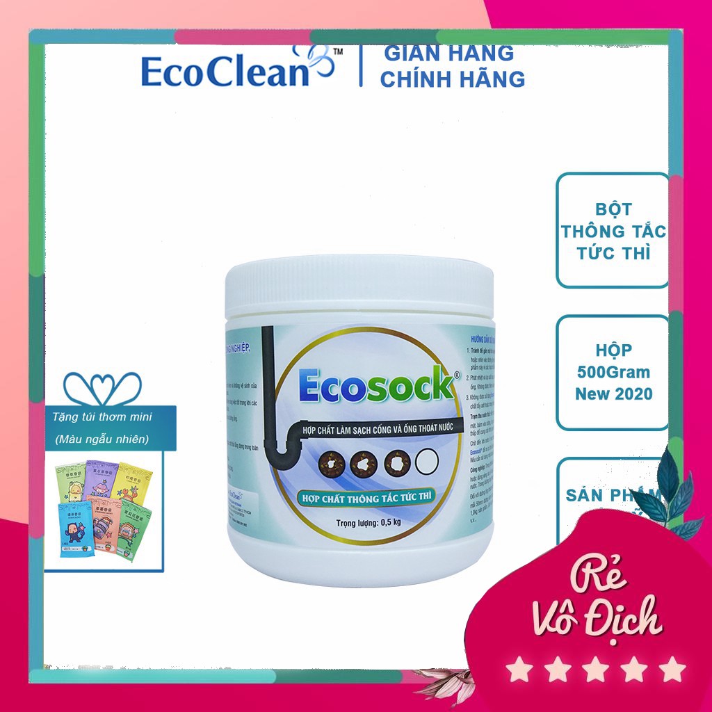 ( Hàng hot ) [BÁN CHẠY] Bột Thông Tắc Cống, Bồn Cầu EcoSock - Nhập Khẩu Từ Mỹ - 0.5kg b225