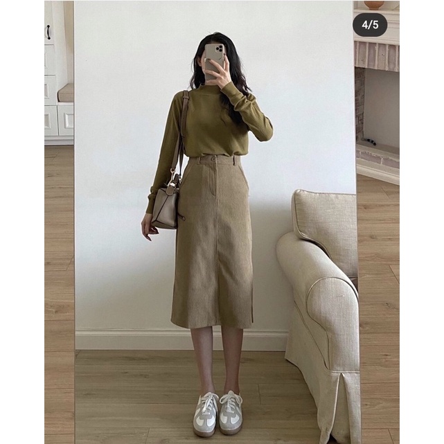 Chân váy nhung tăm dáng dài, chân váy dáng dài cạp phăng Linzstore | BigBuy360 - bigbuy360.vn