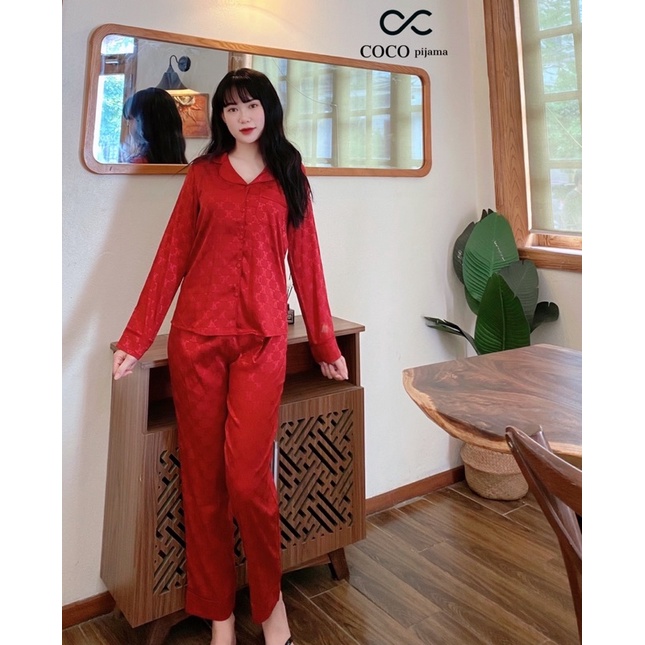 Bộ Pijama Mặc Nhà Nữ Chất Lụa Gấm Xước Siêu Xinh