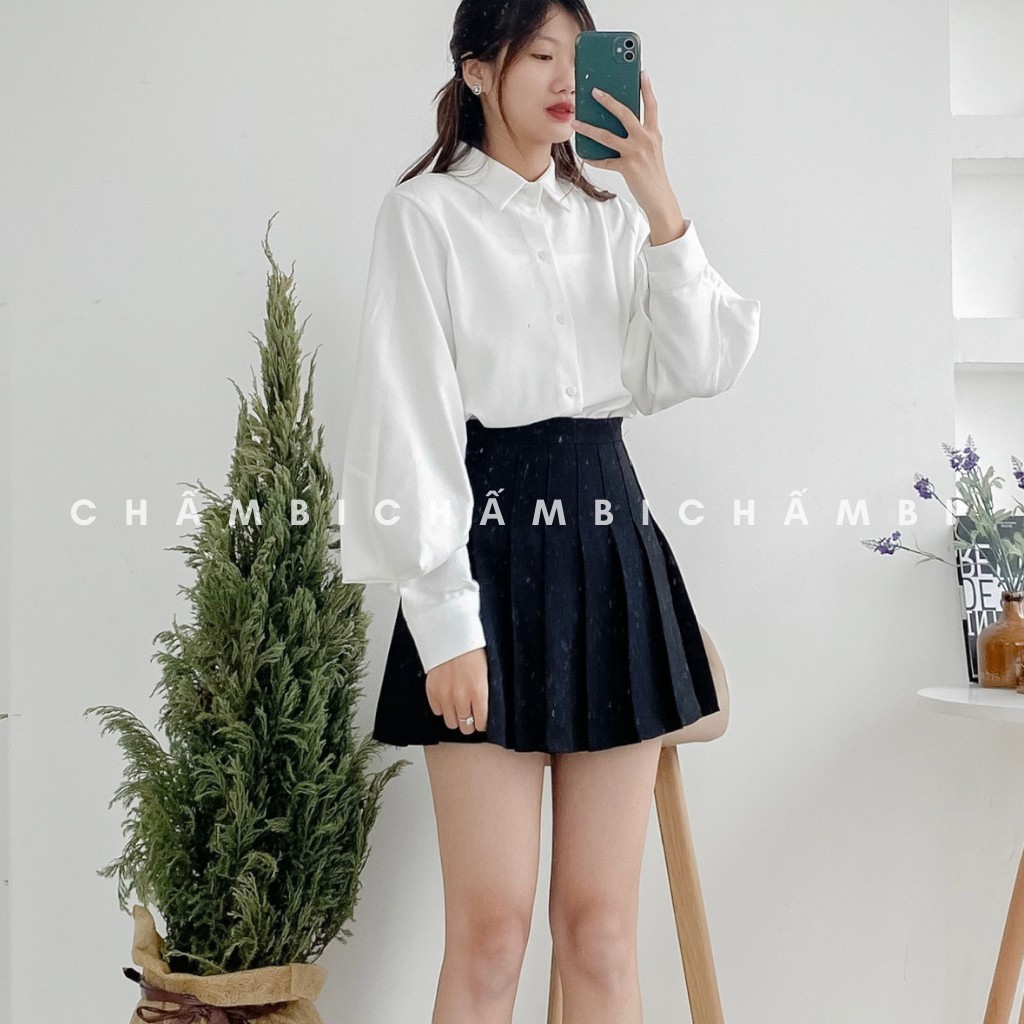 Áo Sơ Mi Tay Bồng Nhún Cổ Đức Cài Cúc Cực Xinh Freesize<53kg - A.115 | BigBuy360 - bigbuy360.vn