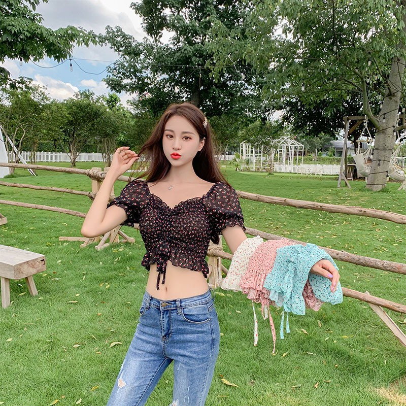 Áo Hoa Nhí Tay Loe Phồng Thiết Kế Thắt Dây Thời Trang | BigBuy360 - bigbuy360.vn