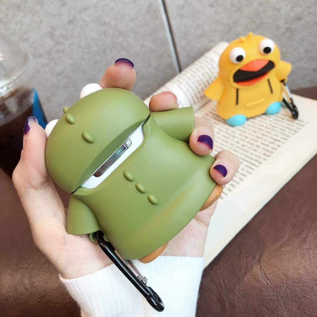 Creative Dinosaur Duck raincoat airpods 1/2 case soft silicone protective cover for apple wireless bluetooth earphone ai