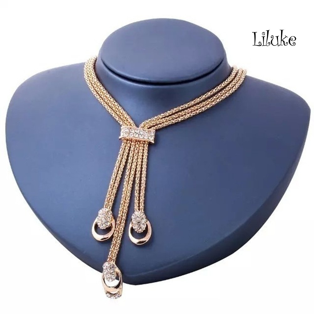 Bộ Trang Sức Đính Đá Nhân Tạo Sang Trọng Thời Trang Dành Cho Nữ