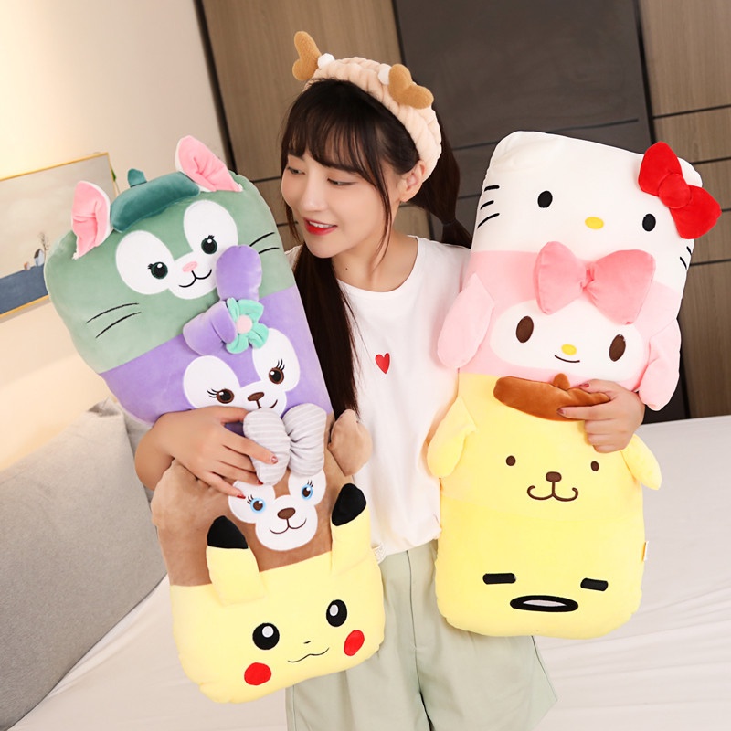 SANRIO Gối Ôm Nhồi Bông Dài 70CM Hình Mèo Hello Kitty Kuromi Cinnamon Stella Duffy Nhật Bản Đáng Yêu