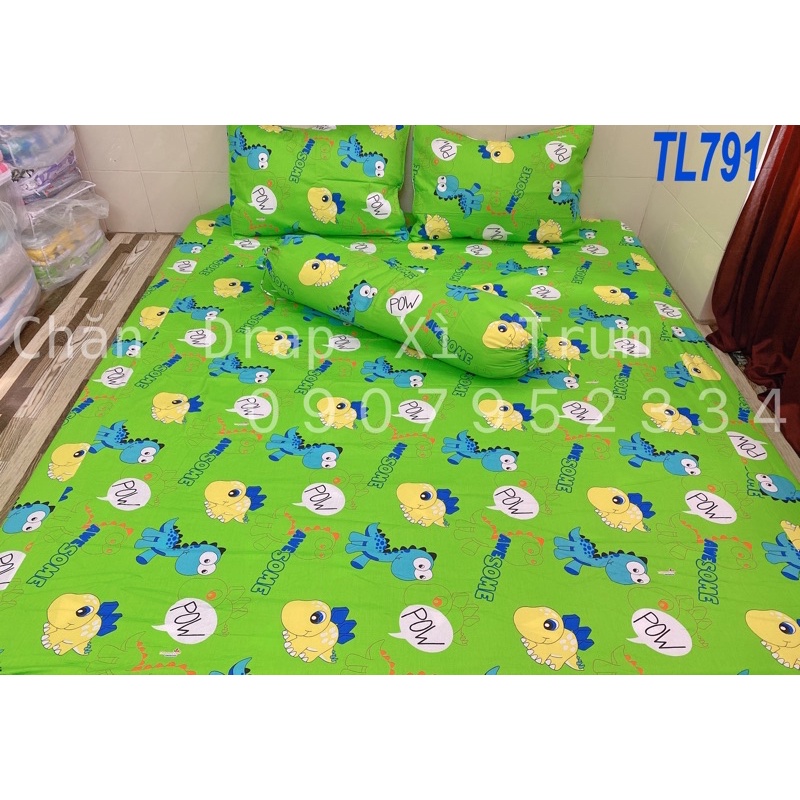 BỘ DRAP 4 MÓN VẢI COTTON THẮNG LỢI CHUẨN LOGO CTY 100% (Size M6x2M) chat chọn mẫu