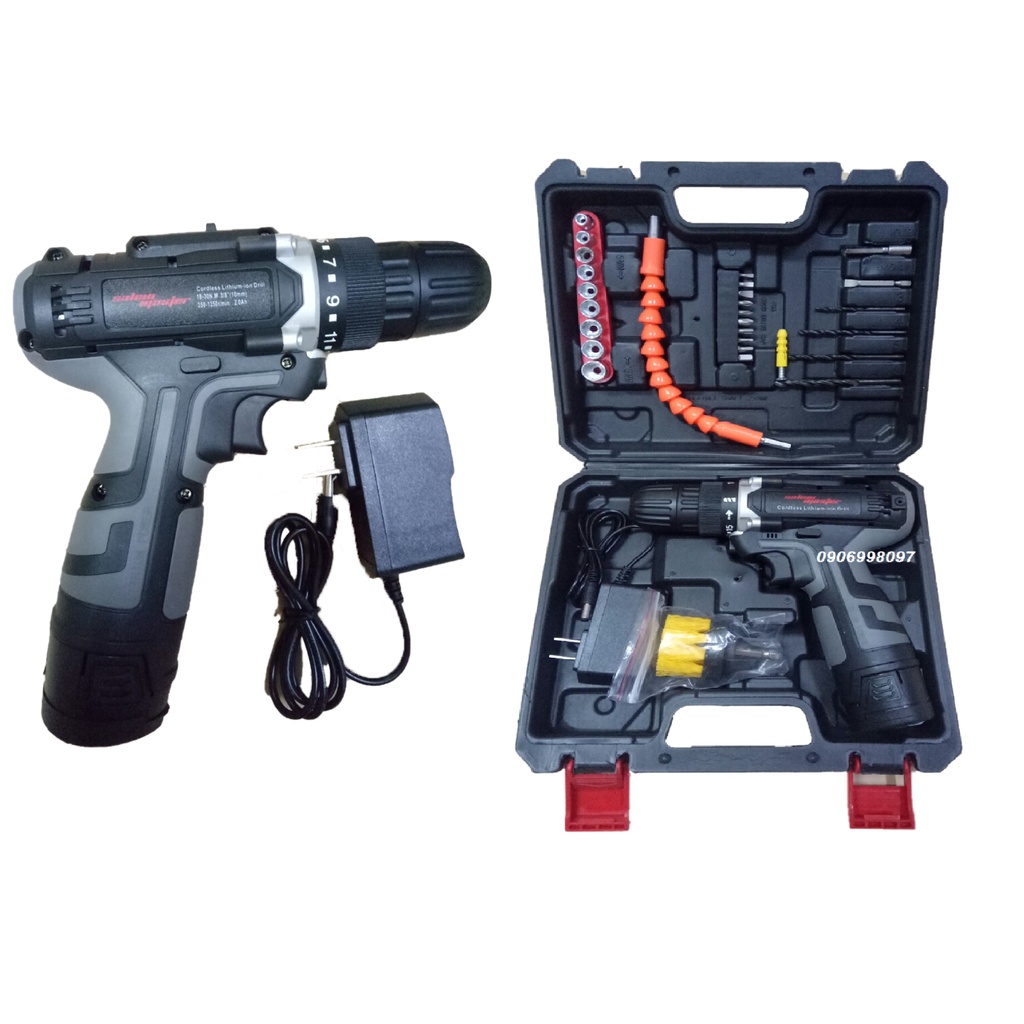 (HCM) Ảnh Thật Vali Máy Khoan Pin 12V Salem Master Đức Tặng Kèm 30 Chi Tiết Mũi Khoan Bulong Vít Chổi Chà