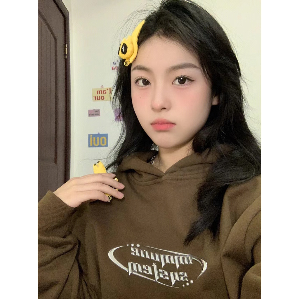 NRVP Áo Hoodie Tay Dài Oversize In Họa Tiết Phong Cách Hàn Quốc Kiểu Mới Cho Nam / Nữ